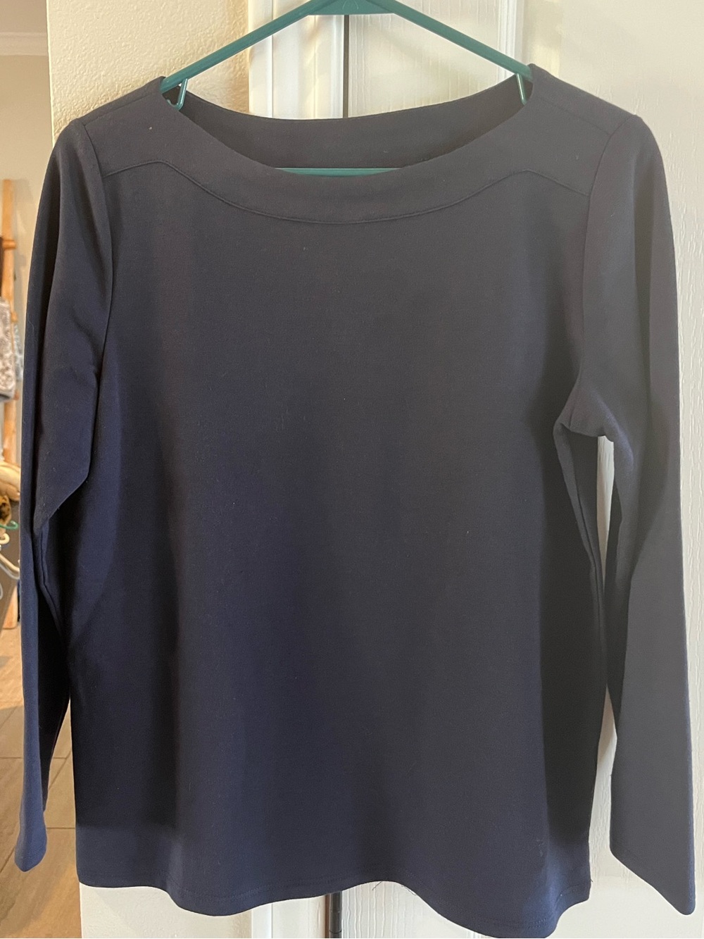 Rafaella Navy Long-Sleeve Boatneck Top